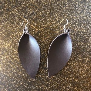 Sterling Silver Leather Leaf Earrings